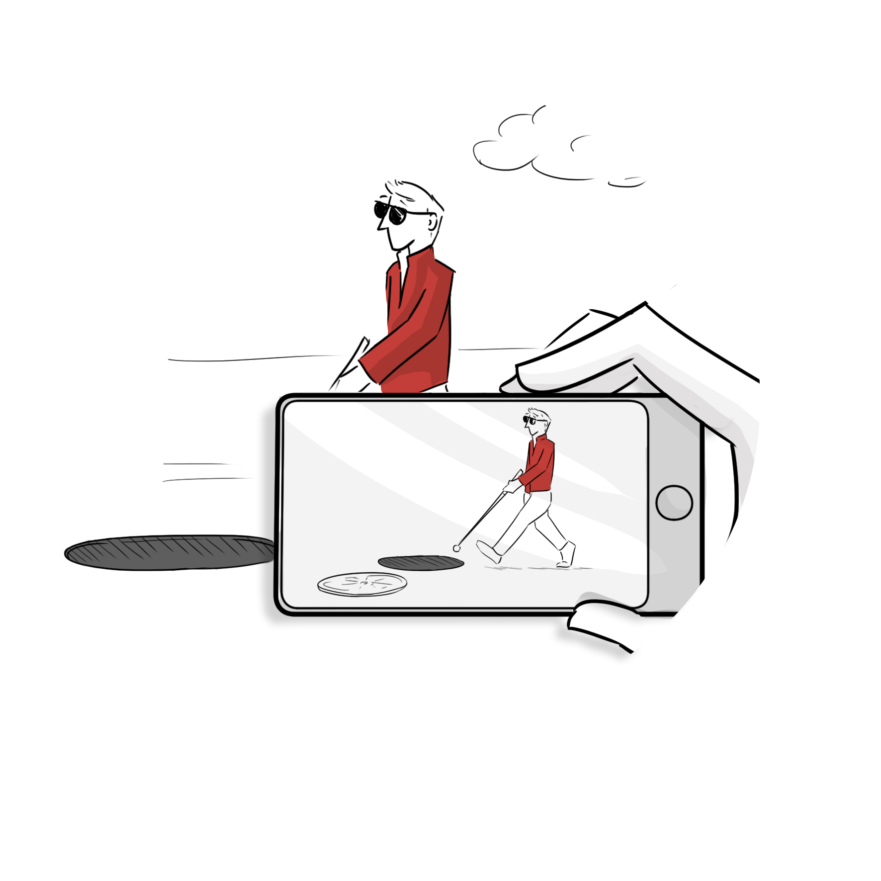Illustration d'une caméra filmant quelqu'un